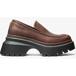Mocassins en Cuir Shiloh chocolat - Talon 7.6 cm-Michael Kors Chaussures Hot
