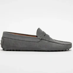 Homme Loafers Mocassins^Mocassins en Velours de Cuir Adam gris