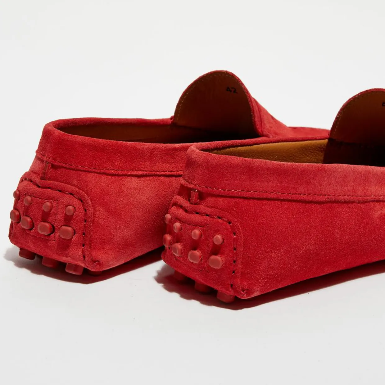 Mocassins en Velours de Cuir Martin rouges-Loafers Clearance