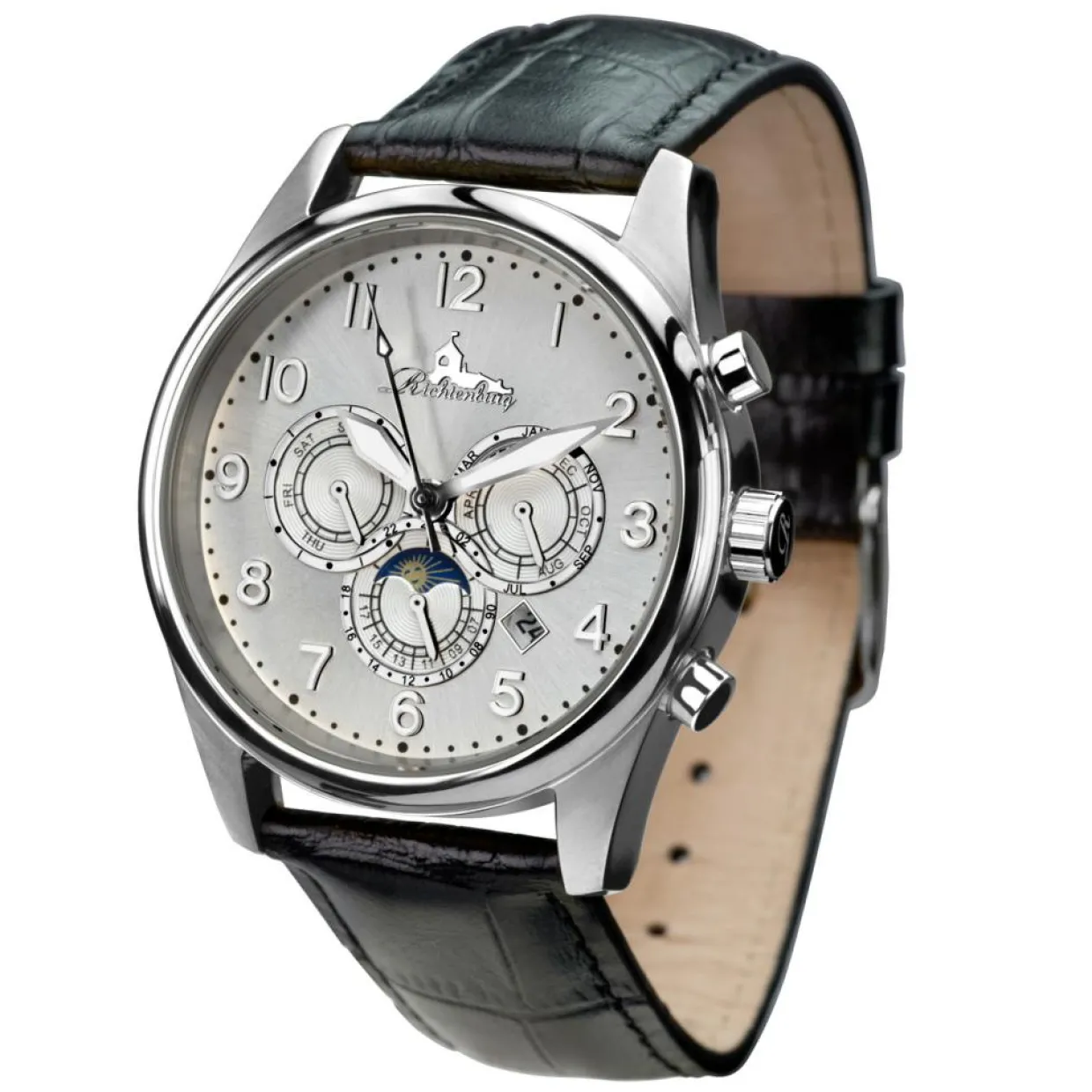 Montre automatique Homme en Cuir Athen noir/argenté-Richtenburg Online