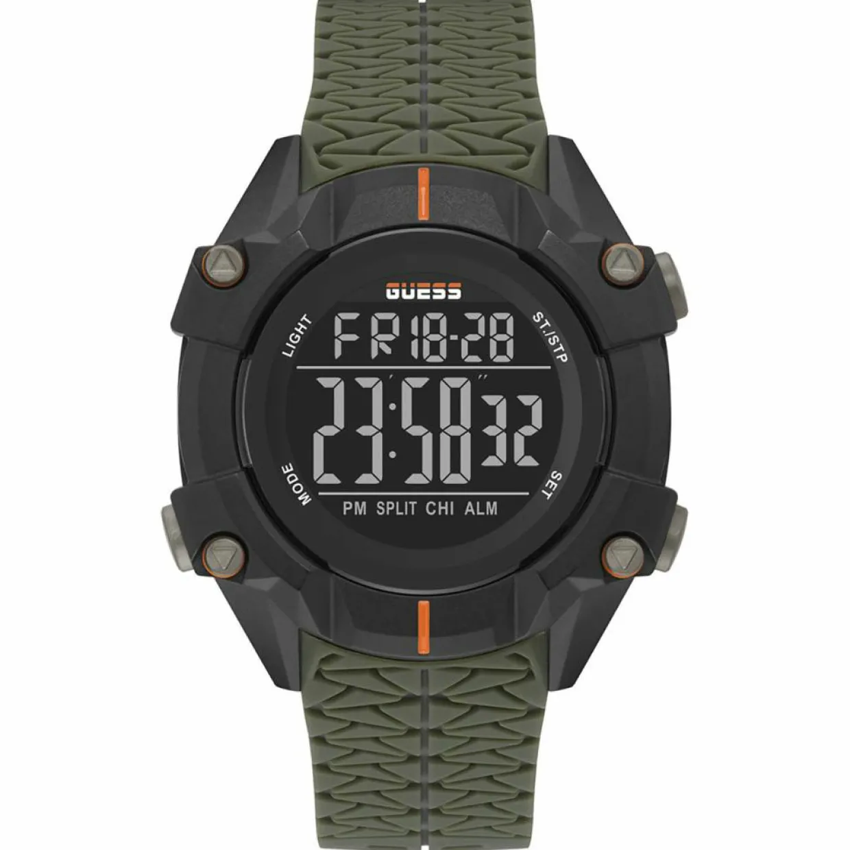 Montre Chronographe Homme Rex en Silicone verte-Guess New