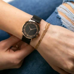 Montre Femme Coral en Acier noire-Amelia Parker