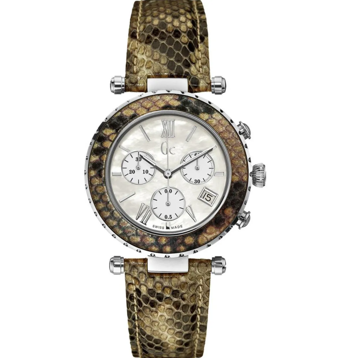 Montre Femme Diver Chic en Cuir beige/noir-Guess Collection Outlet