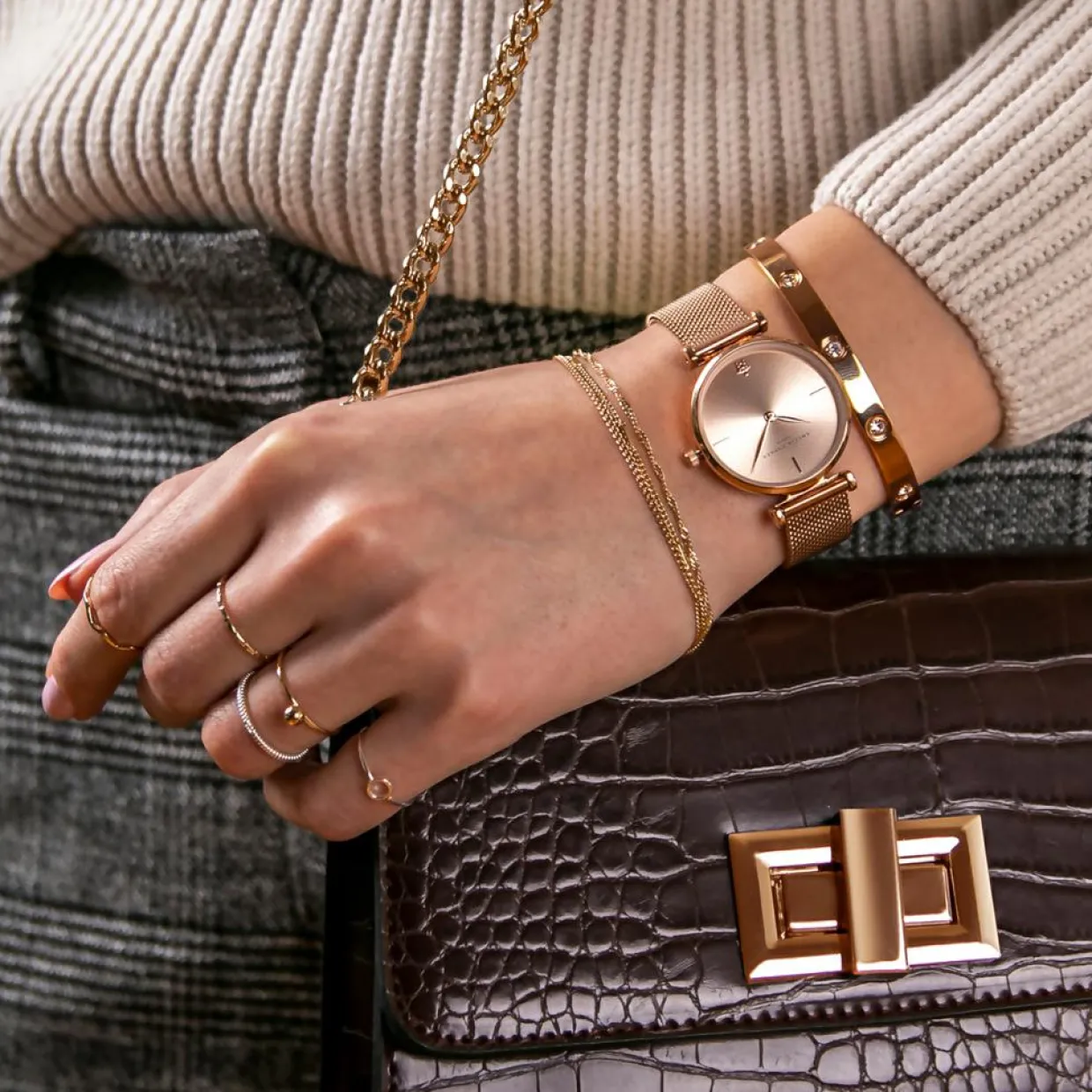 Femme Amelia Parker Montres^Montre Femme en Acier Gold Shore rose doré