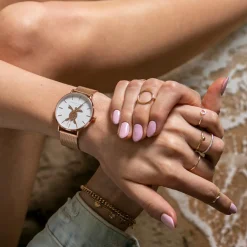 Femme Amelia Parker Montres^Montre Femme en Acier Rose Turtle rose doré