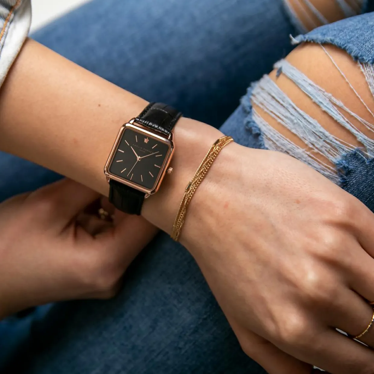 Montre Femme en Cuir Night Plaza noire-Amelia Parker Online