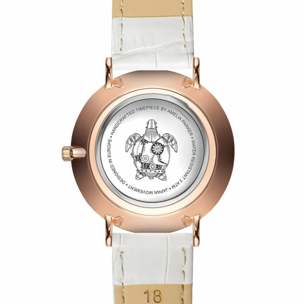Femme Amelia Parker Montres^Montre Femme en Cuir Rose Turtle blanche