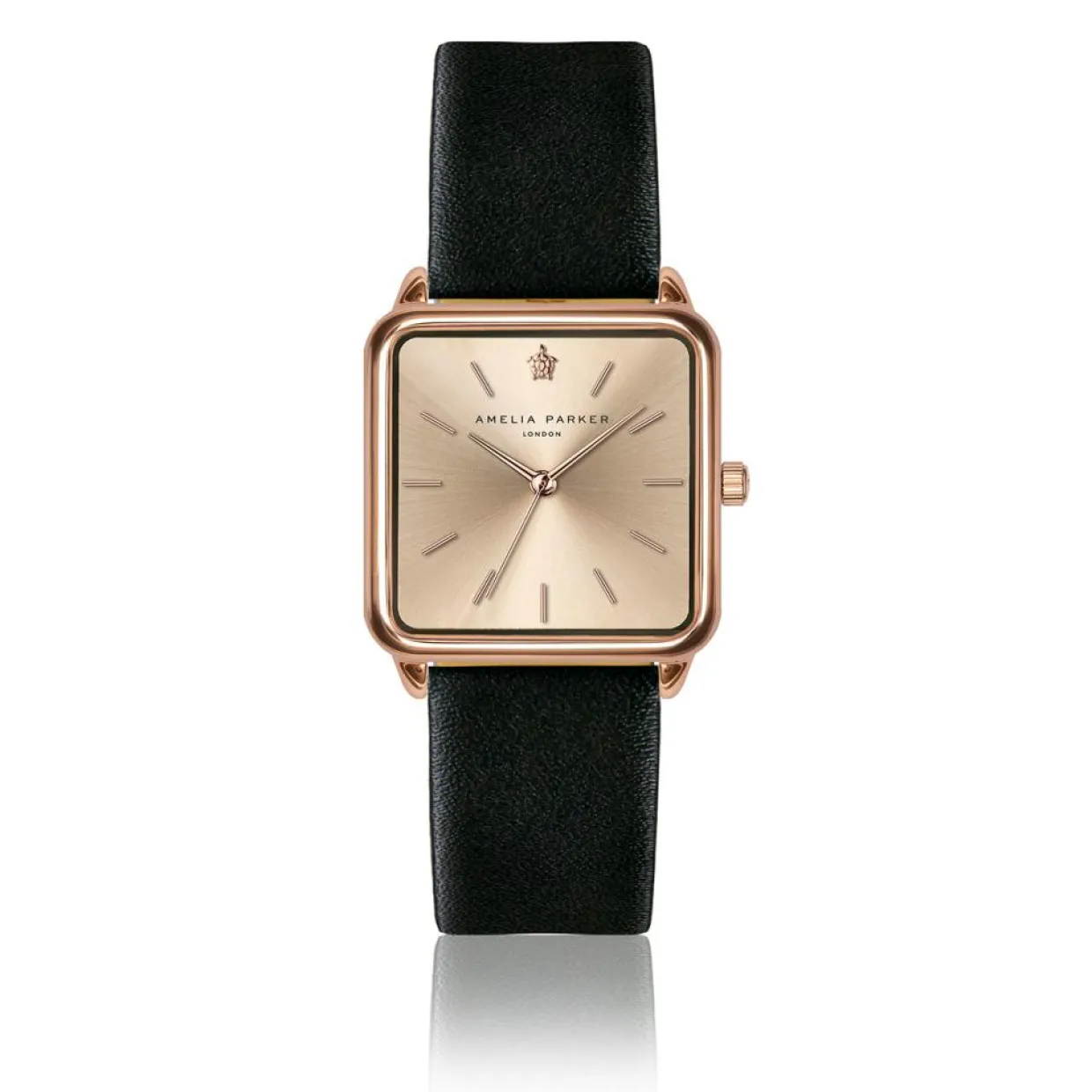 Montre Femme Gold Plaza en Cuir noire-Amelia Parker Clearance