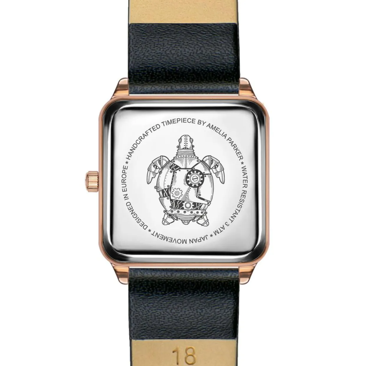 Montre Femme Gold Plaza en Cuir noire-Amelia Parker Clearance
