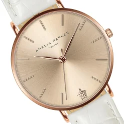 Montre Femme Gold Sky en Cuir blanche-Amelia Parker Discount
