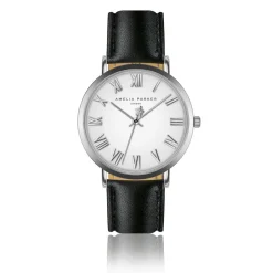 Femme Amelia Parker Montres^Montre Femme Grand Blanc en Cuir noire
