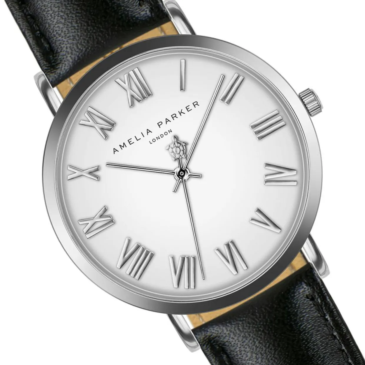 Femme Amelia Parker Montres^Montre Femme Grand Blanc en Cuir noire