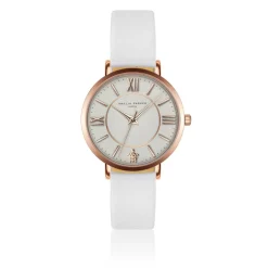 Montre Femme Petite Classique en Cuir blanche-Amelia Parker New