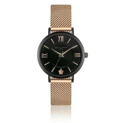 Montre Femme Petite Noir en Acier rose doré-Amelia Parker Hot