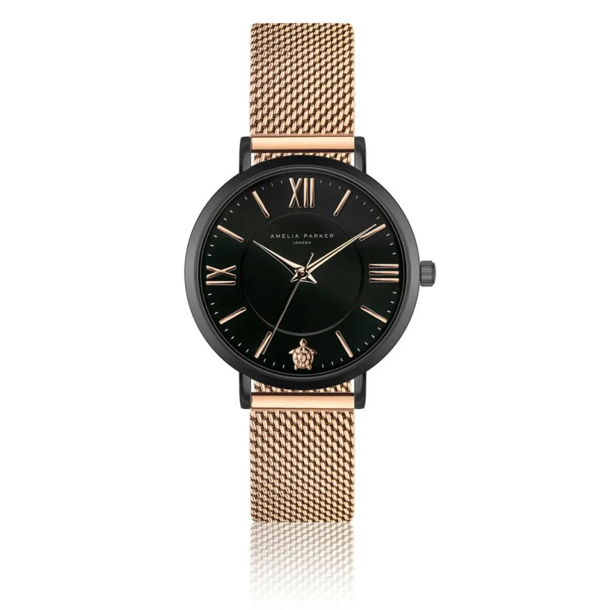 Montre Femme Petite Noir en Acier rose doré-Amelia Parker Hot