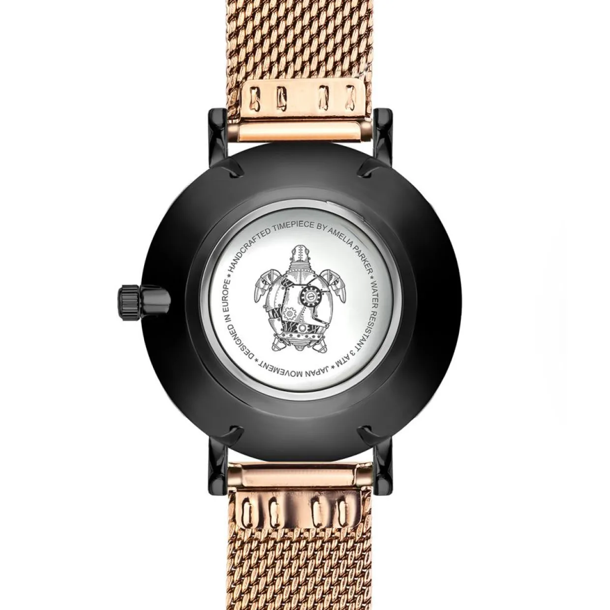 Montre Femme Petite Noir en Acier rose doré-Amelia Parker Hot