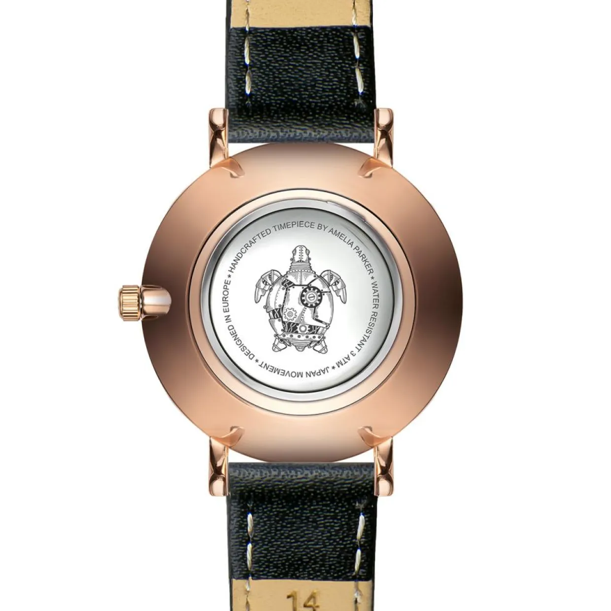 Montre Femme Petite Rose en Cuir noire-Amelia Parker Discount