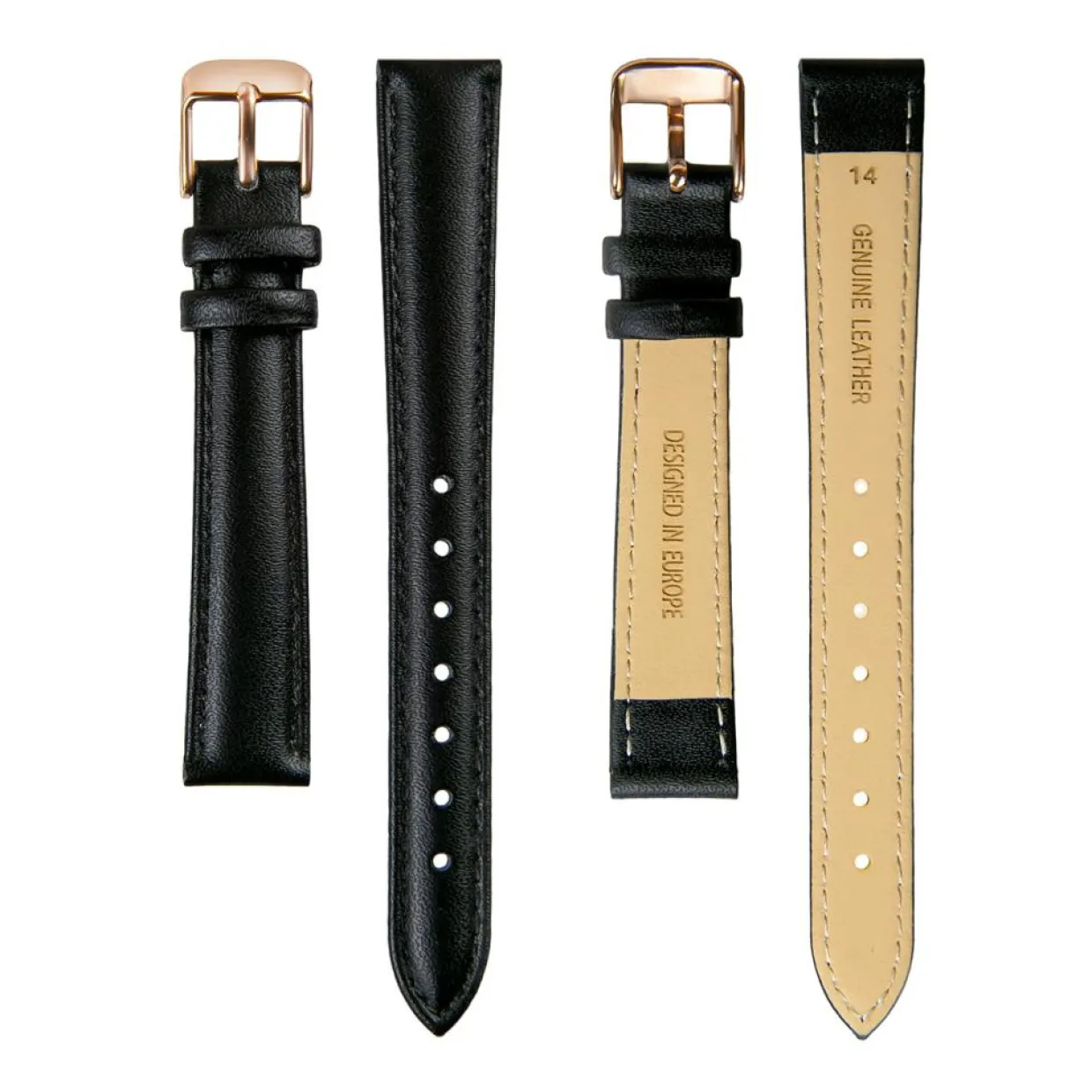 Montre Femme Petite Rose en Cuir noire-Amelia Parker Discount