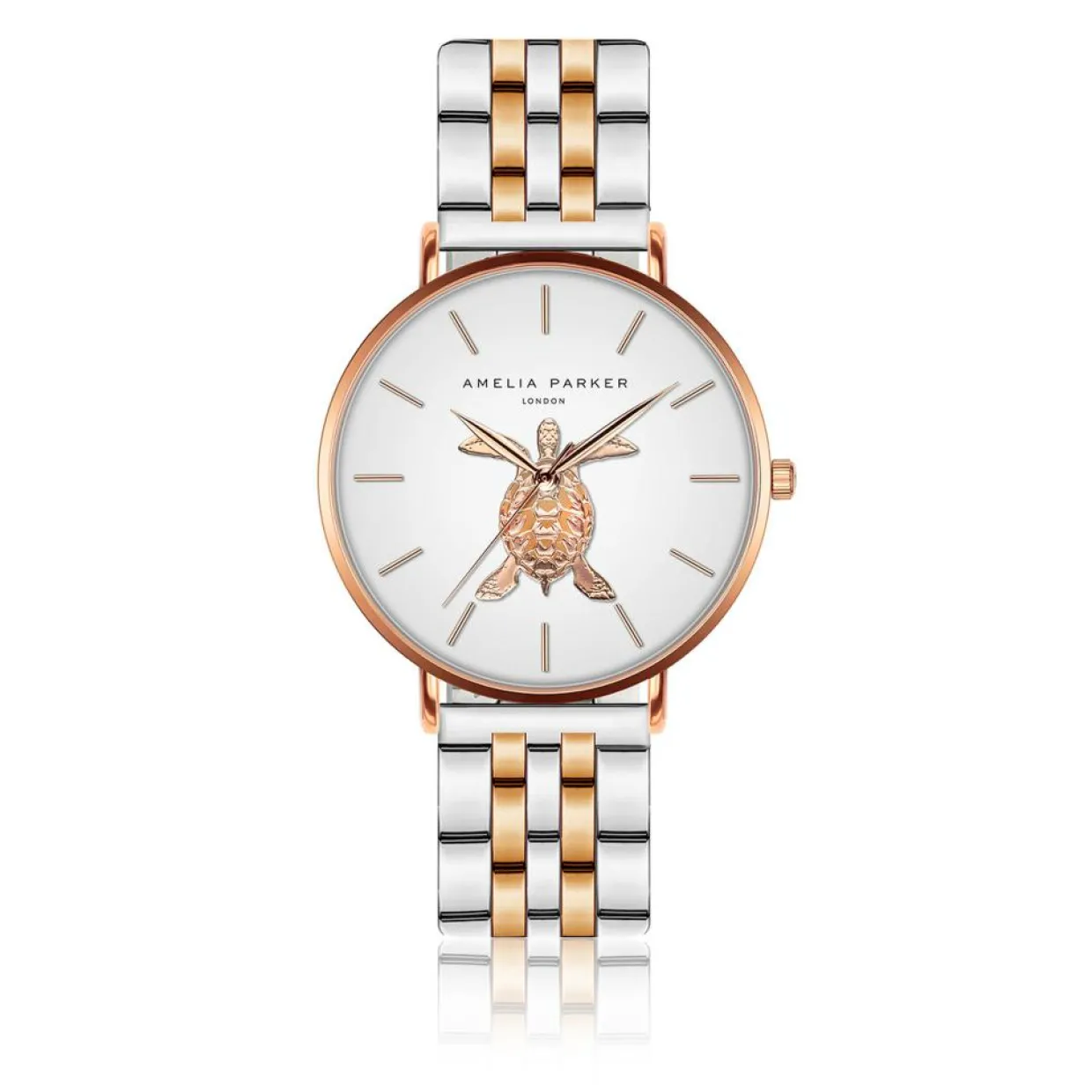 Montre Femme Rose Turtle en Acier rose doré/argenté-Amelia Parker Outlet