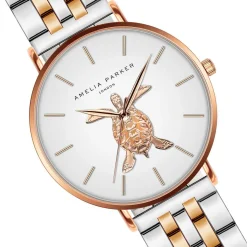 Montre Femme Rose Turtle en Acier rose doré/argenté-Amelia Parker Outlet