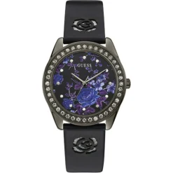 Montre Femme Violet en Cuir noire-Guess Clearance