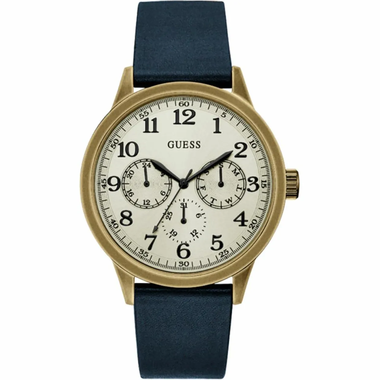 Montre Homme Boulder en Cuir bleue-Guess Sale