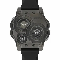 Homme Guess Montres^Montre Homme Compass en Silicone noire
