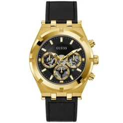 Homme Guess Montres^Montre Homme Continental en Cuir noire