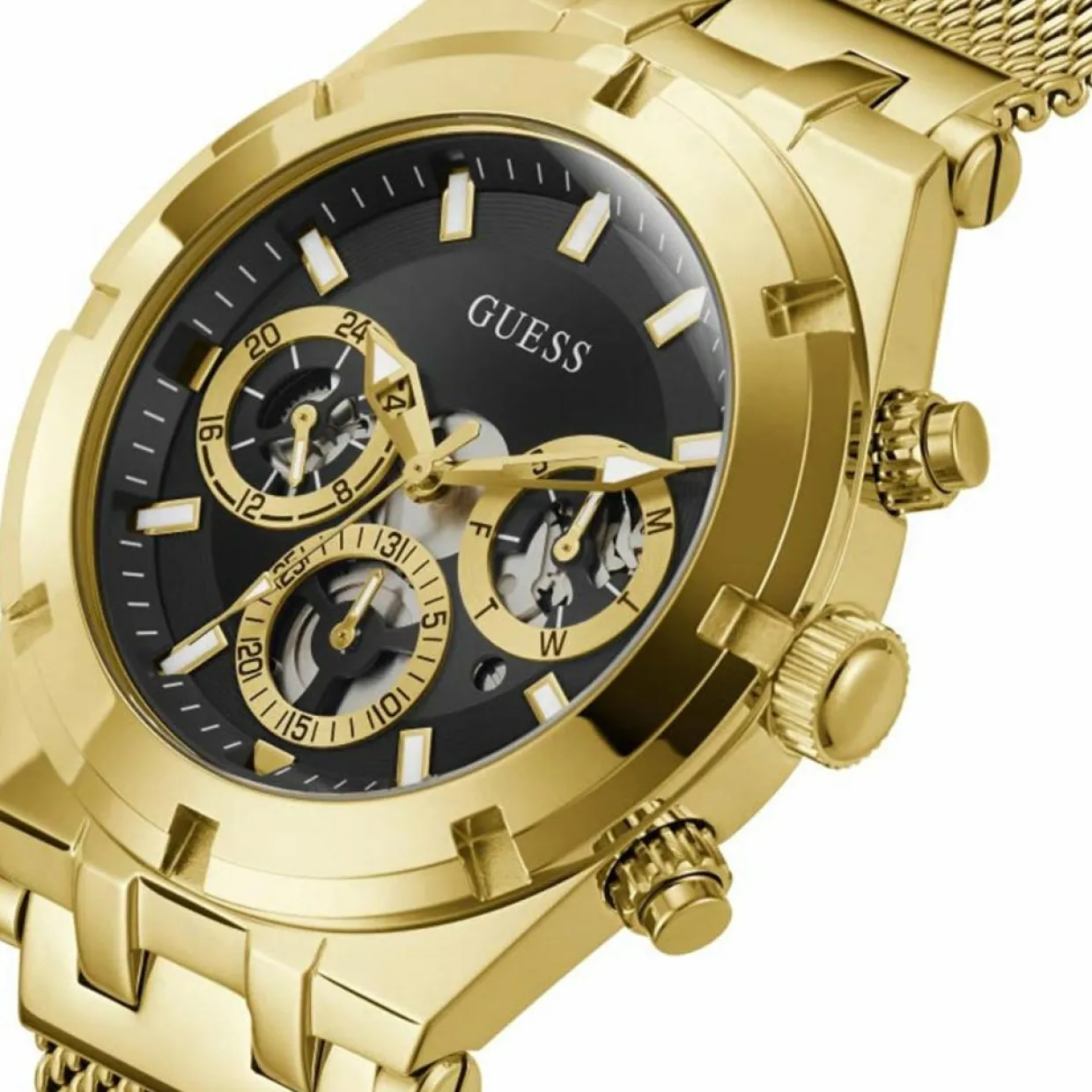 Homme Guess Montres^Montre Homme Continental en Acier dorée