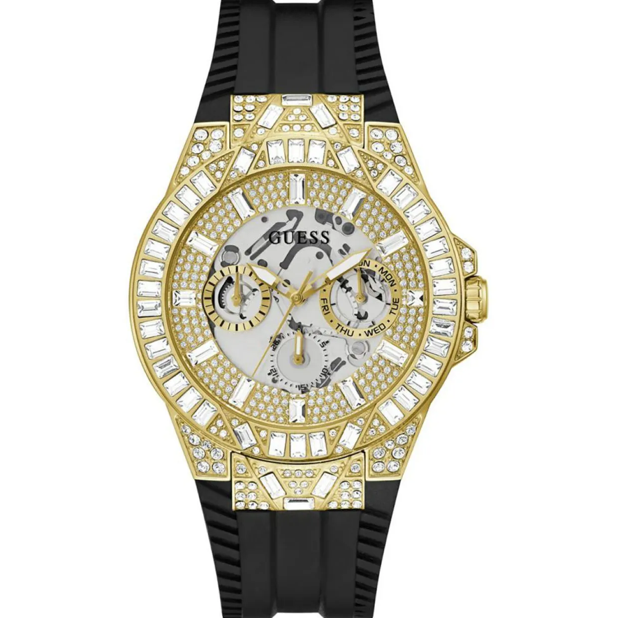 Homme Guess Montres^Montre Homme Dynasty en Silicone noire