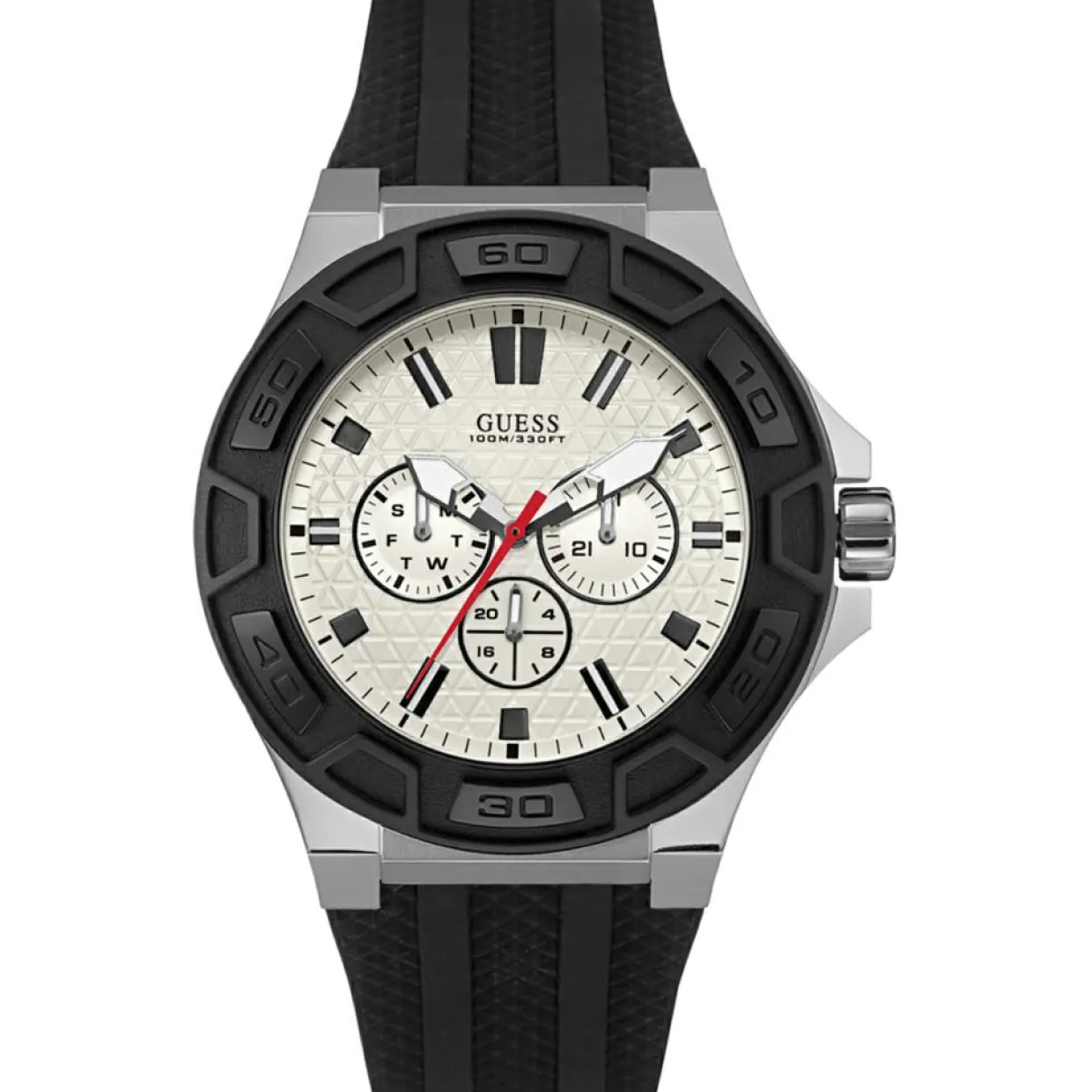 Homme Guess Montres^Montre Homme Force en Caoutchouc noire