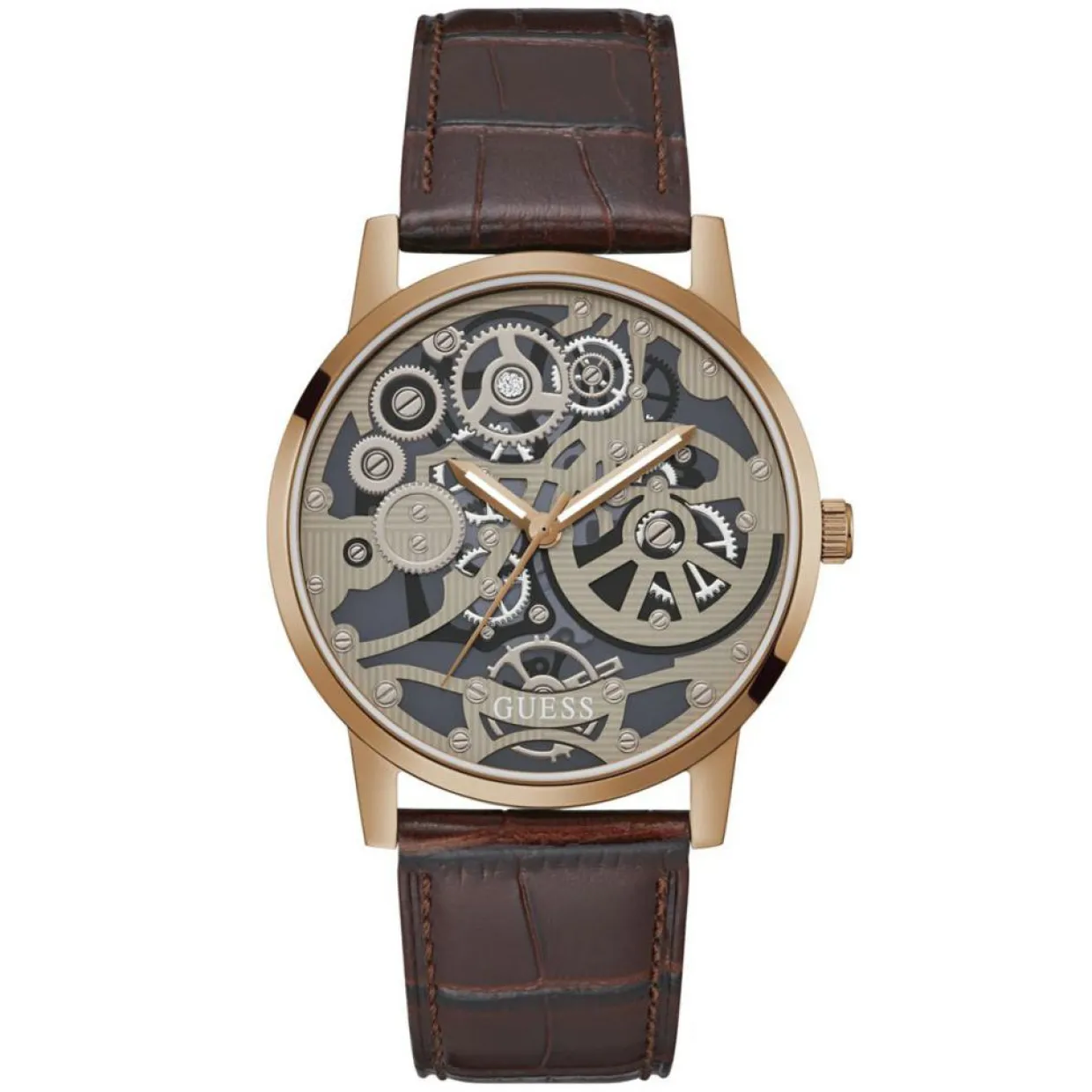 Homme Guess Montres^Montre Homme Gadget en Cuir marron
