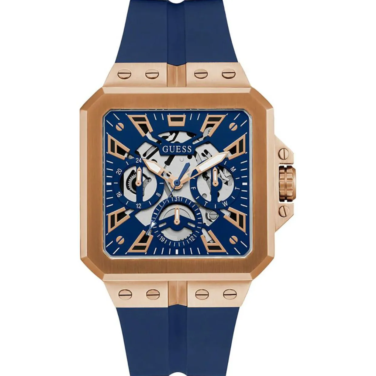 Homme Guess Montres^Montre Homme Leo en Silicone bleue