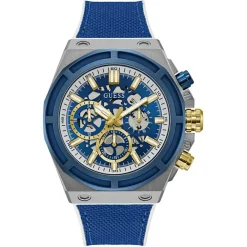 Homme Guess Montres^Montre Homme Masterpiece en Silicone bleue