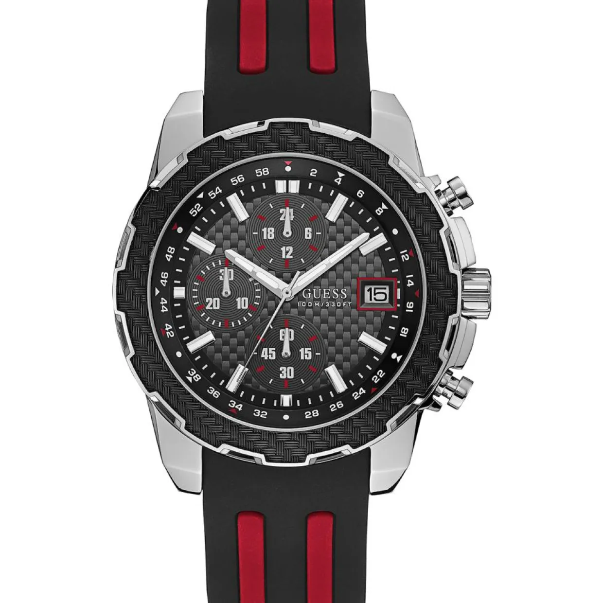 Montre Homme Octane en Caoutchouc noire-Guess Outlet