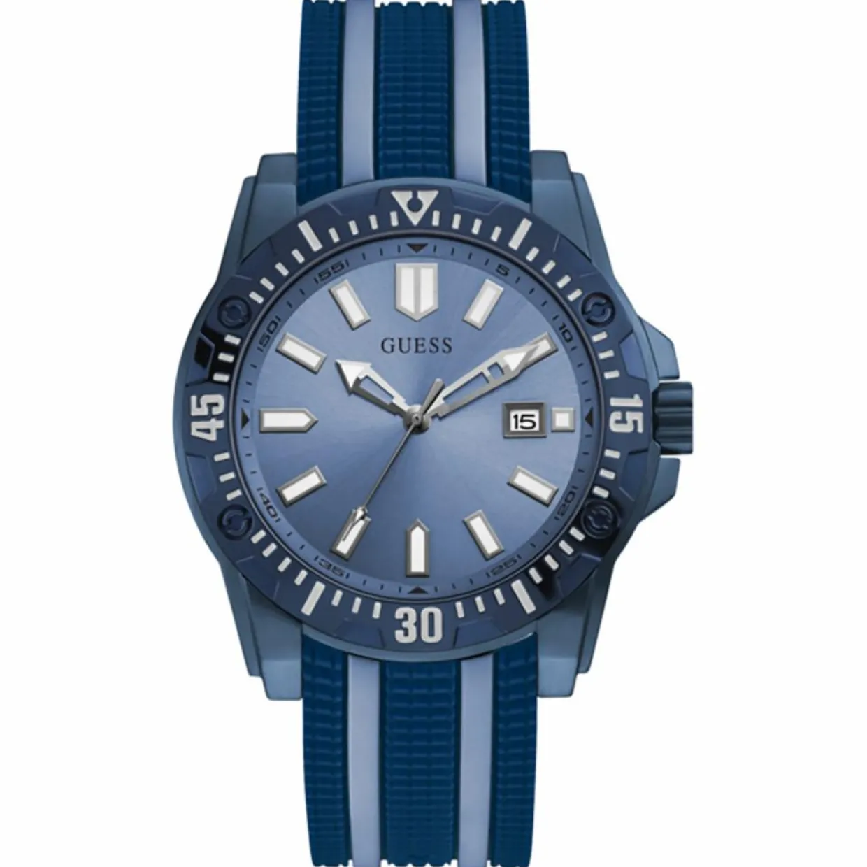 Homme Guess Montres^Montre Homme Skipper en Silicone bleue