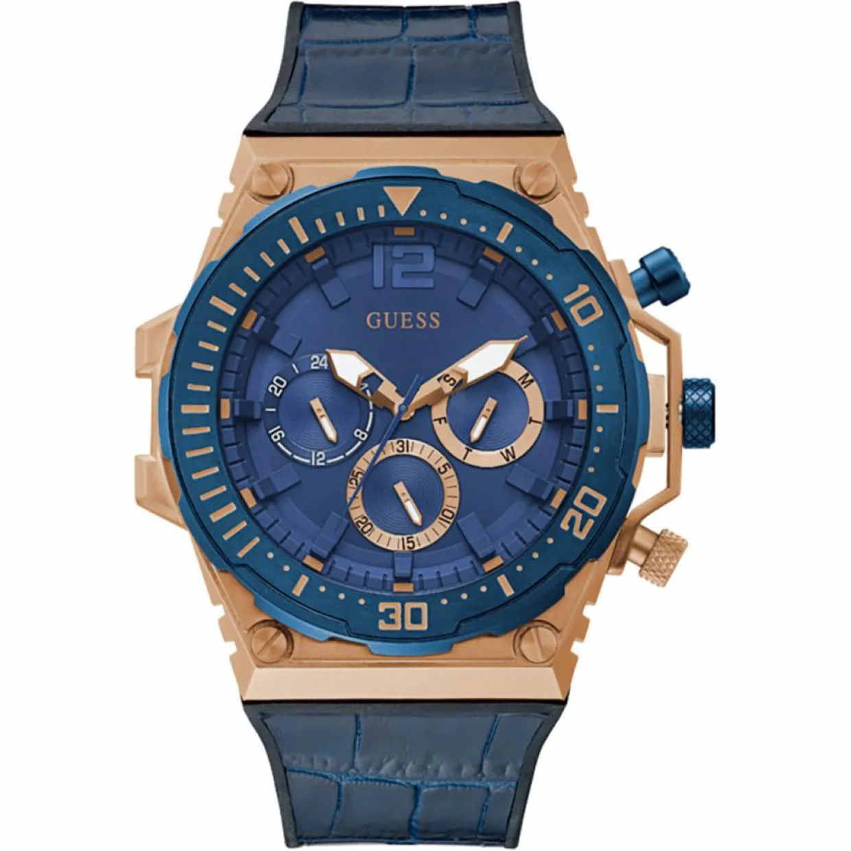 Homme Guess Montres^Montre Homme Venture en Cuir bleue