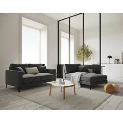 Mazzini Sofas Canapés^Méridienne Velours Droite Venus grise - 160x104x90 cm