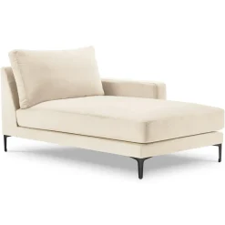 Mazzini Sofas Canapés^Méridienne Velours Droite Venus beige clair - 160x104x90 cm