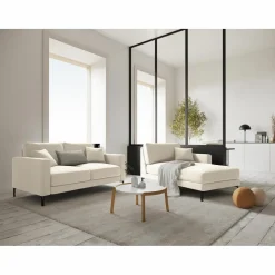 Mazzini Sofas Canapés^Méridienne Velours Droite Venus beige clair - 160x104x90 cm