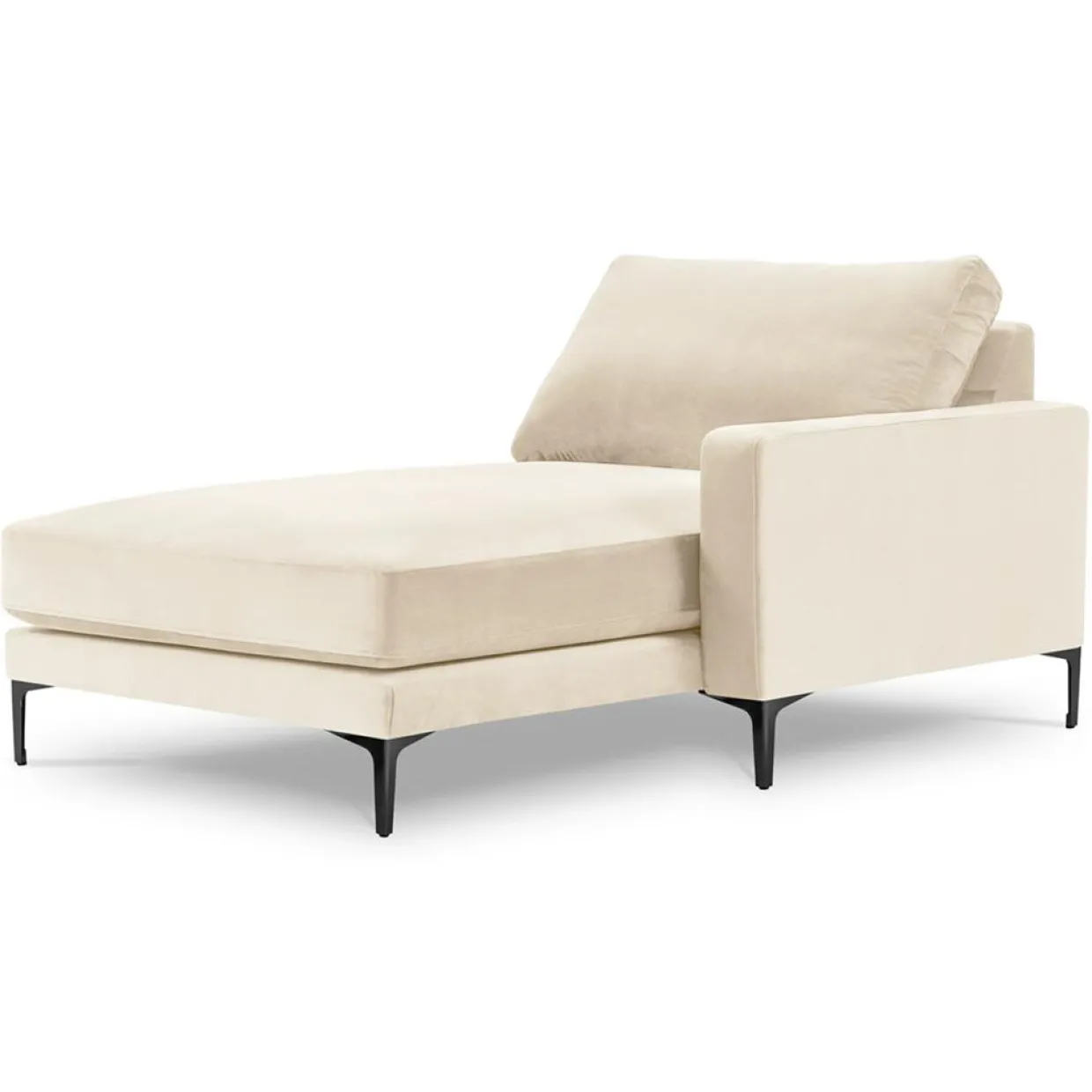 Mazzini Sofas Canapés^Méridienne Velours Droite Venus beige clair - 160x104x90 cm