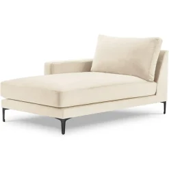 Méridienne Velours Gauche Venus beige clair - 160x104x90 cm-Mazzini Sofas Online