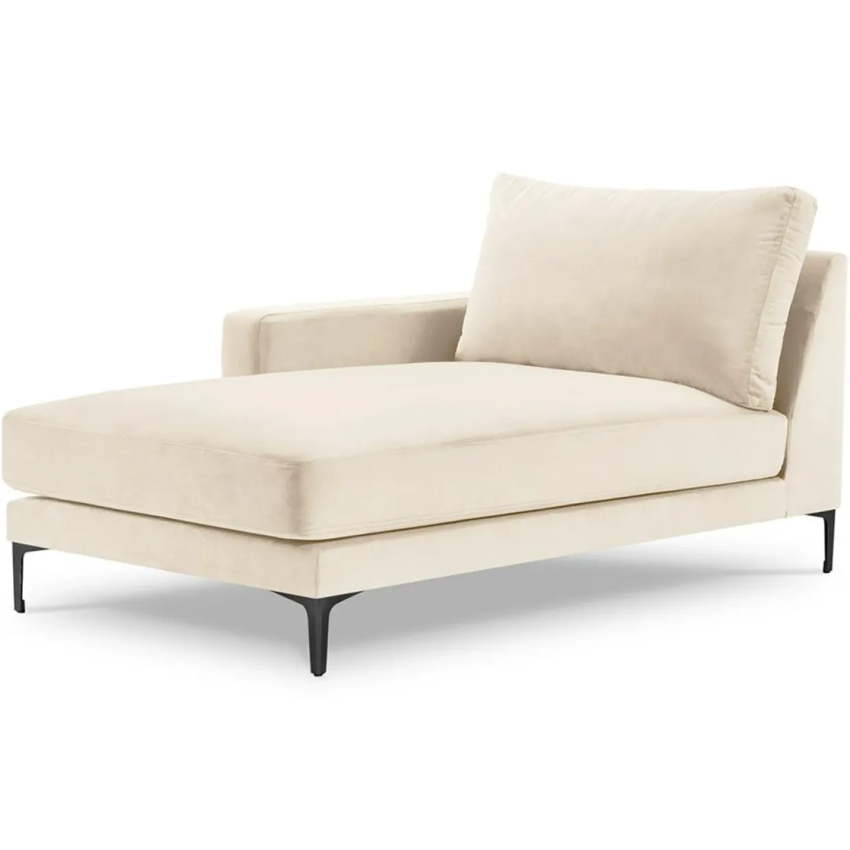 Méridienne Velours Gauche Venus beige clair - 160x104x90 cm-Mazzini Sofas Online