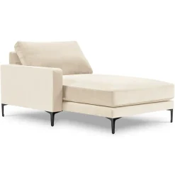 Méridienne Velours Gauche Venus beige clair - 160x104x90 cm-Mazzini Sofas Online