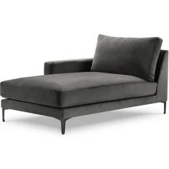 Mazzini Sofas Canapés^Méridienne Velours Gauche Venus grise - 160x104x90 cm