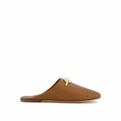 Mules en cuir à signature V marron-Valentino Garavani Discount