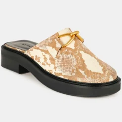 Femme By Far Sandales À Talons^Mules en Cuir Sabot beige
