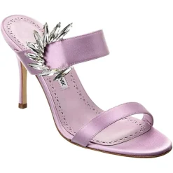 Mules en Satin Chivela lilas - Talon 9 cm-Manolo Blahnik Discount