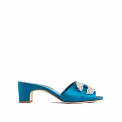 Mules en satin Prinap 050 bleues-Manolo Blahnik Discount