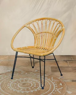 Uniqka Fauteuils^Naga - Fauteuil en rotin naturel et pieds métal
